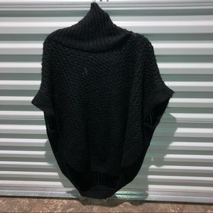 LC Lauren Conrad Sweater Women’s Size Large Black Poncho Cape Turtleneck Sweater